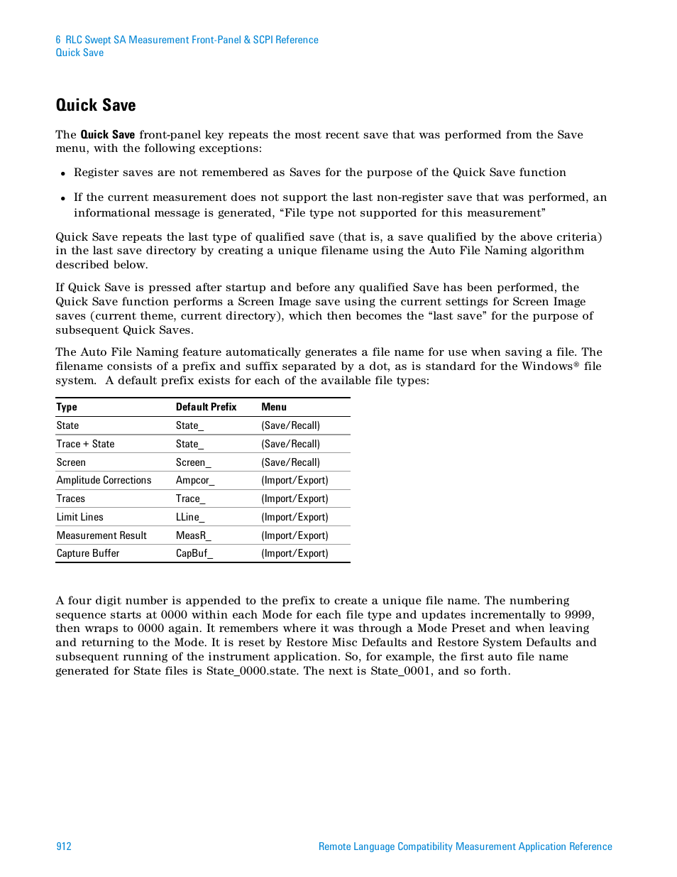 Quick save | Agilent Technologies Signal Analyzer N9030a User Manual | Page 912 / 1466