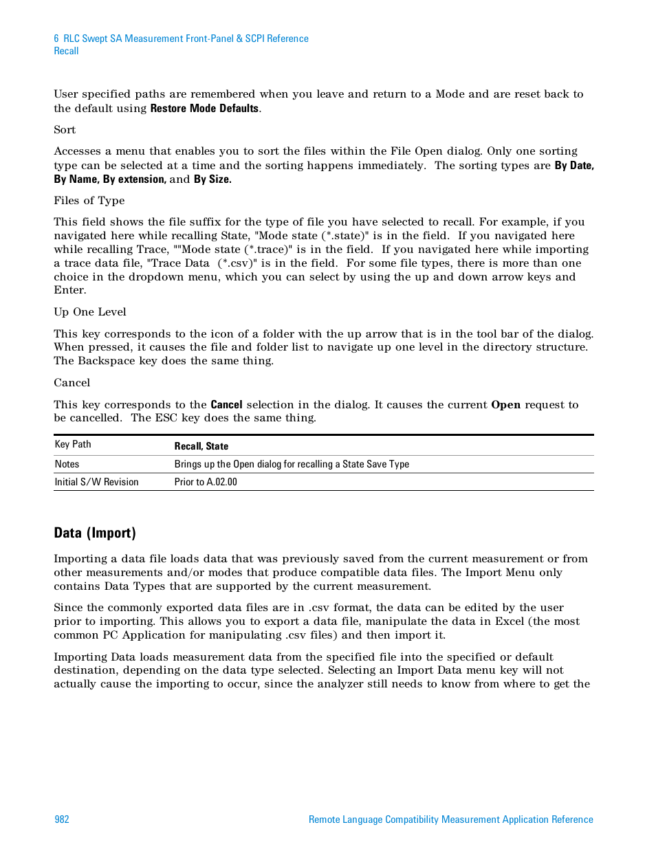 Data (import) | Agilent Technologies Signal Analyzer N9030a User Manual | Page 982 / 1466