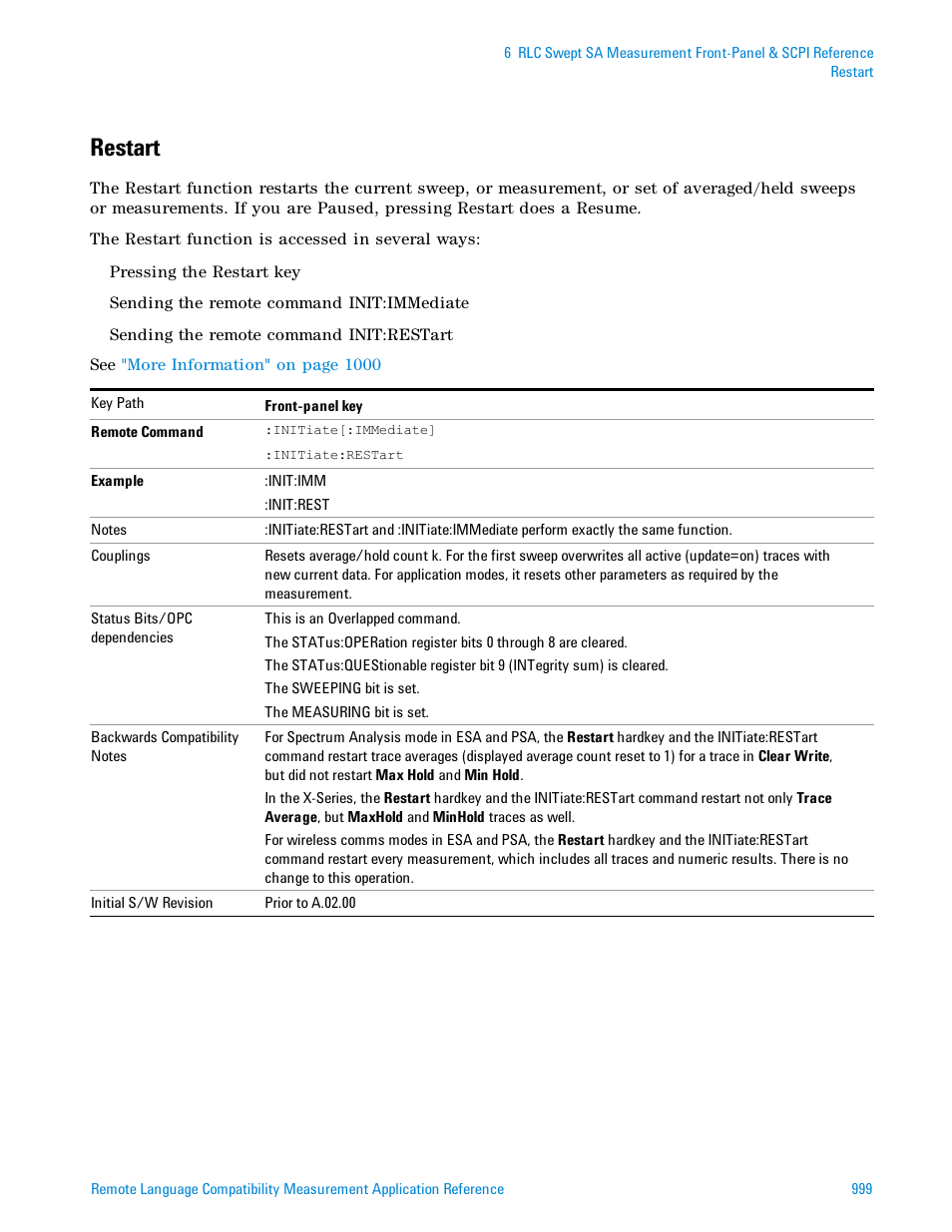 Restart | Agilent Technologies Signal Analyzer N9030a User Manual | Page 999 / 1466