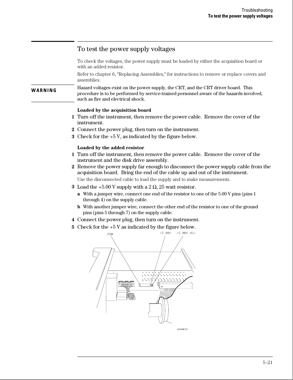 To test the power supp y voltages | Agilent Technologies 01664-97005 User Manual | Page 109 / 164