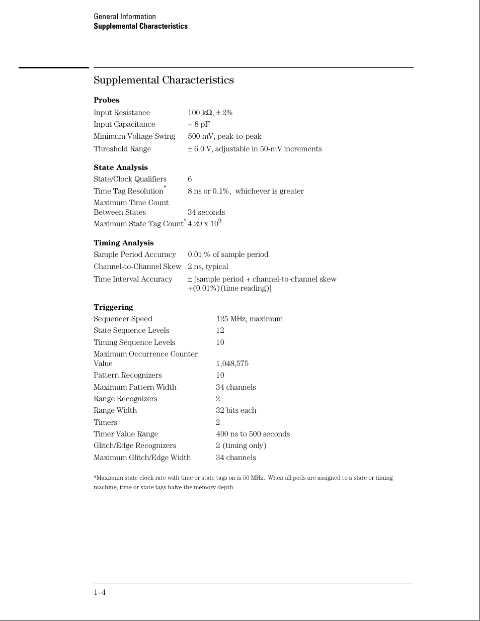 Supplemental characteristics | Agilent Technologies 01664-97005 User Manual | Page 12 / 164