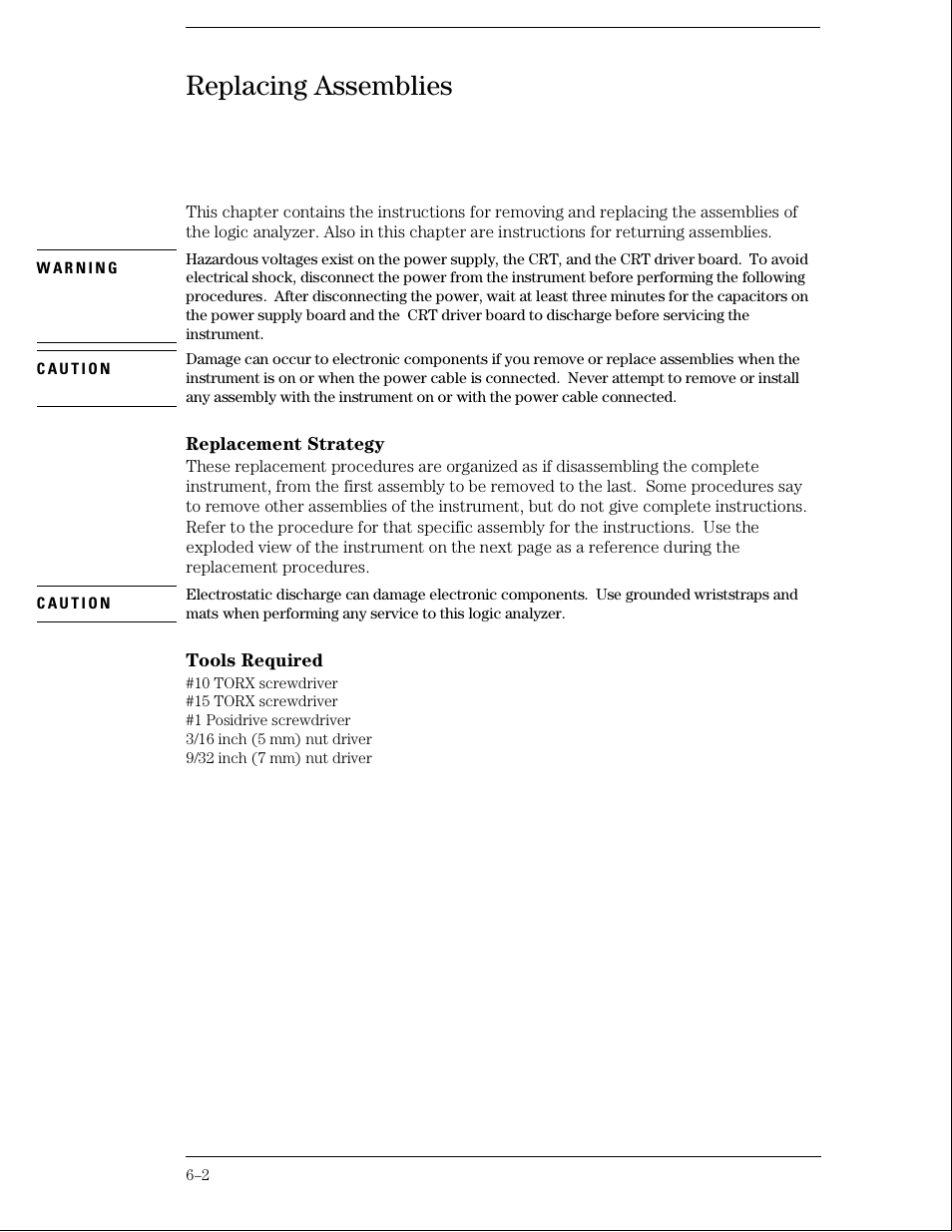 Replacing assemblies | Agilent Technologies 01664-97005 User Manual | Page 122 / 164