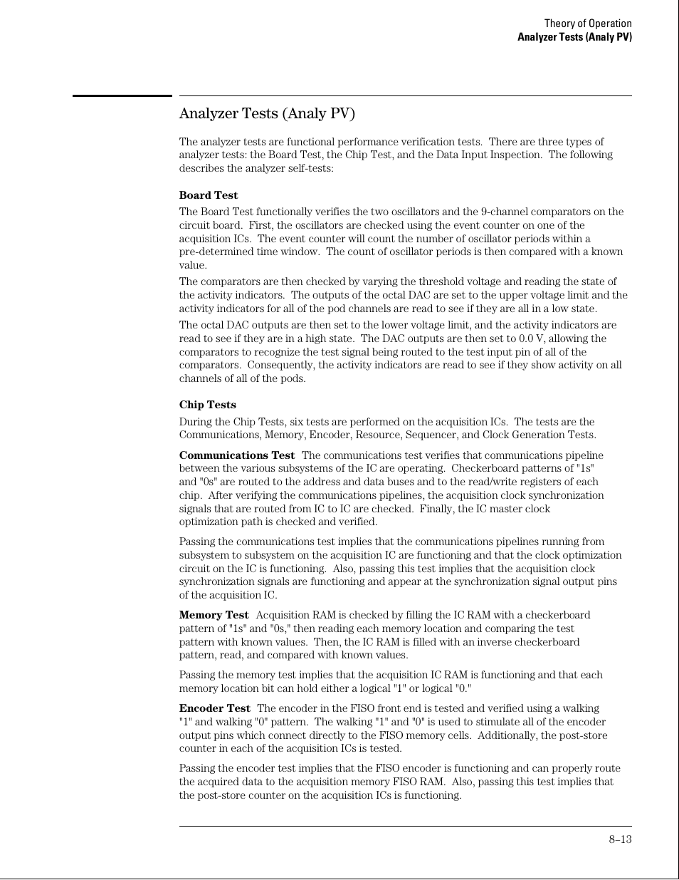 Analyzer tests (ana y pv), Analyzer tests (analy pv) | Agilent Technologies 01664-97005 User Manual | Page 155 / 164