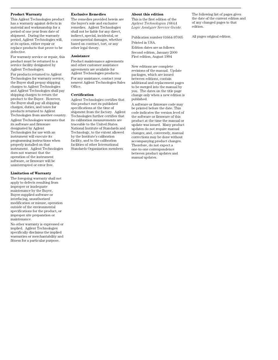 Agilent Technologies 01664-97005 User Manual | Page 164 / 164