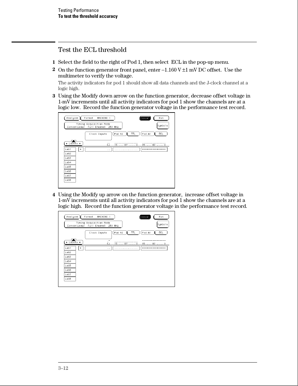 Test the ecl threshold | Agilent Technologies 01664-97005 User Manual | Page 34 / 164