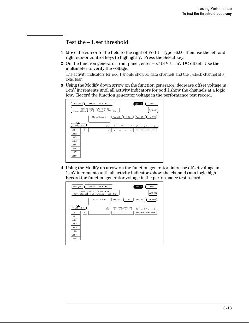 Test the − user threshold | Agilent Technologies 01664-97005 User Manual | Page 35 / 164