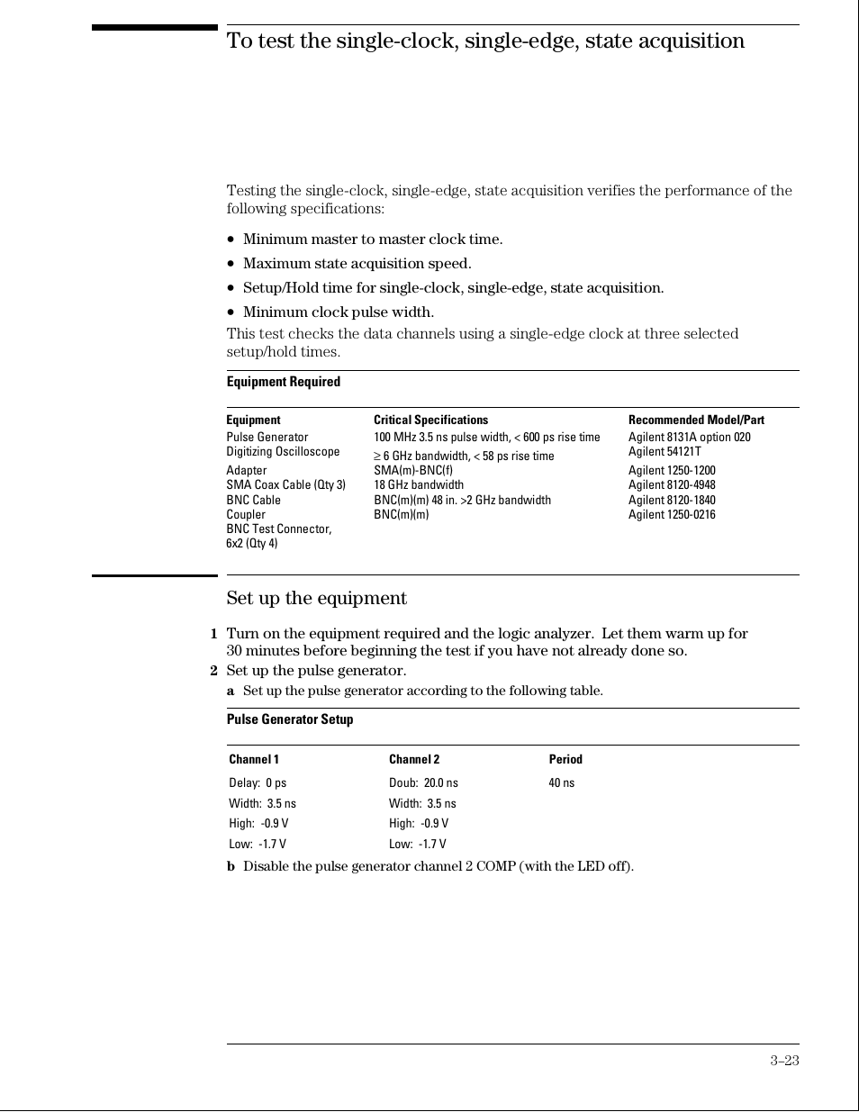 Set up the equipment | Agilent Technologies 01664-97005 User Manual | Page 45 / 164