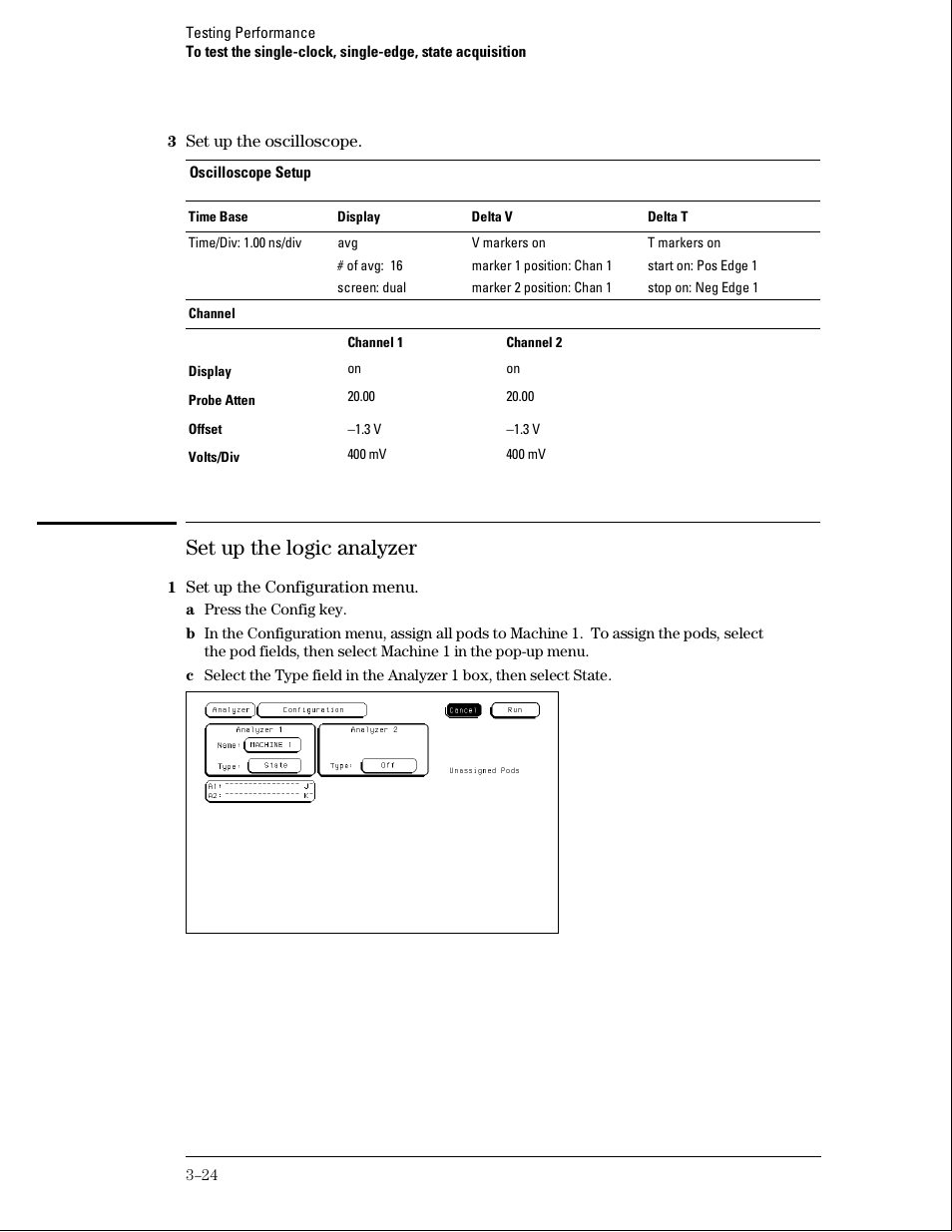 Set up the logic analyzer | Agilent Technologies 01664-97005 User Manual | Page 46 / 164