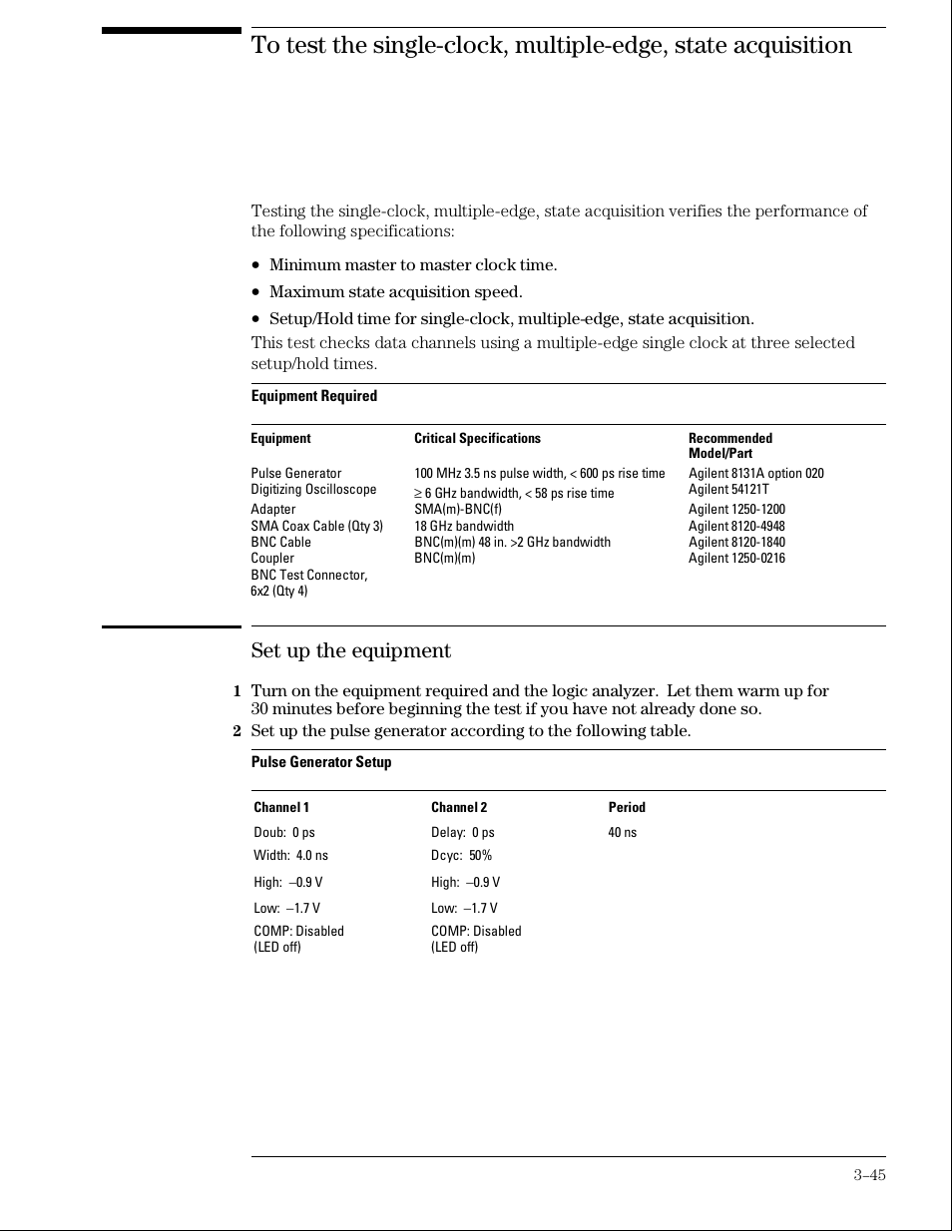 Set up the equipment | Agilent Technologies 01664-97005 User Manual | Page 67 / 164