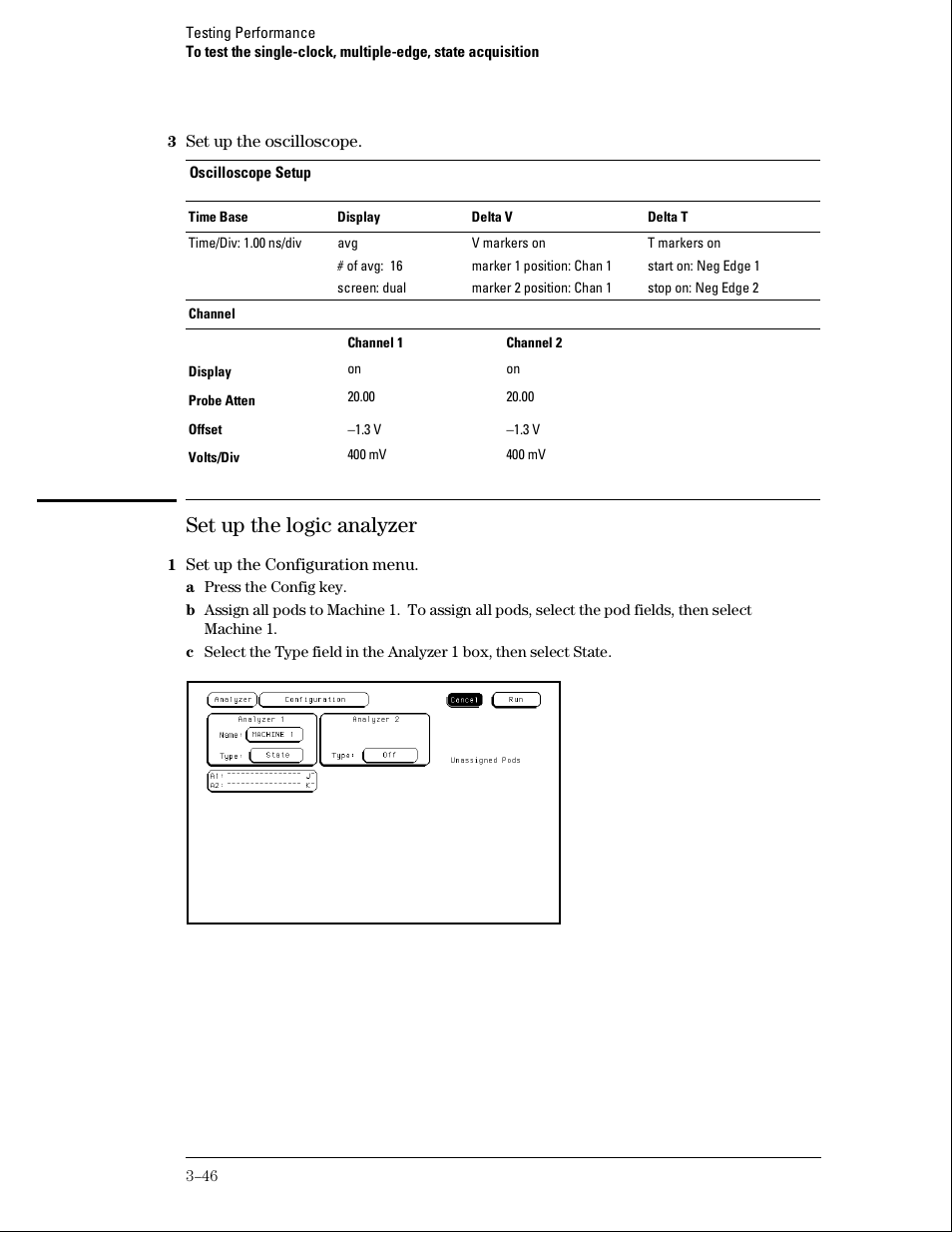 Set up the logic analyzer | Agilent Technologies 01664-97005 User Manual | Page 68 / 164