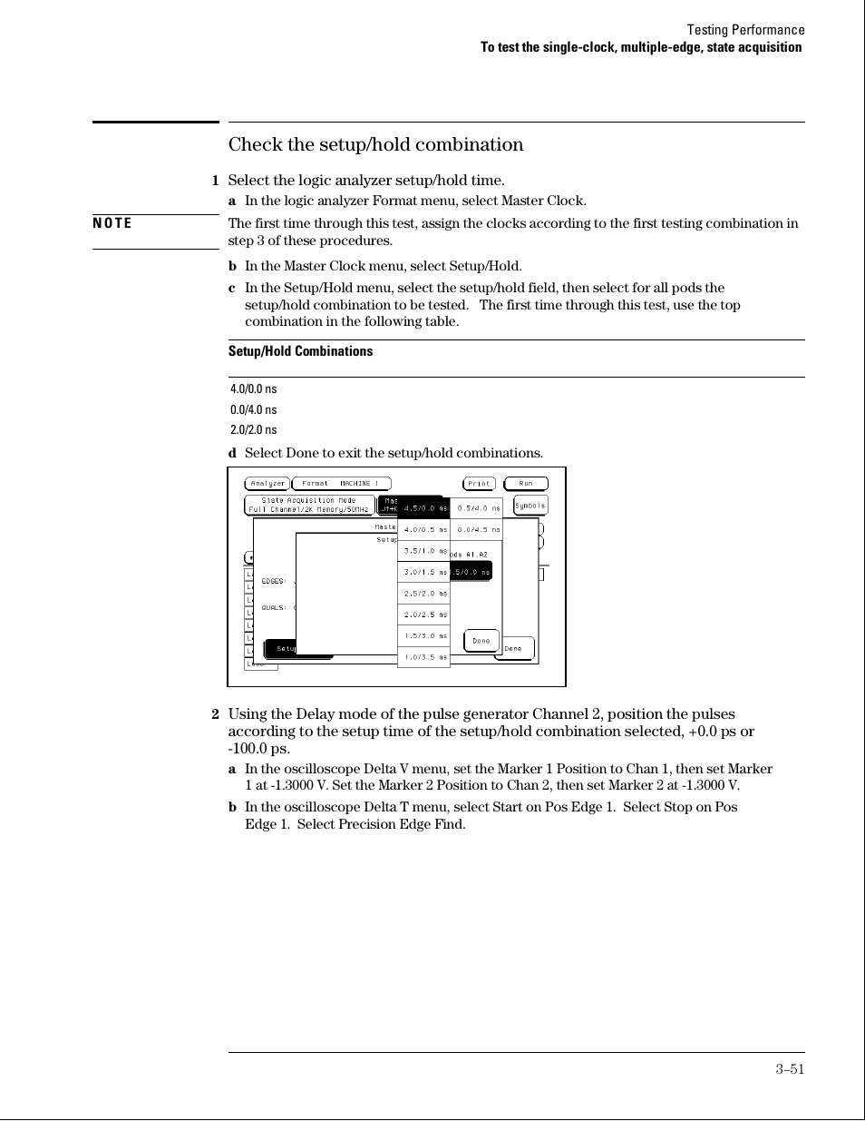 Check the setup/hold combination | Agilent Technologies 01664-97005 User Manual | Page 73 / 164