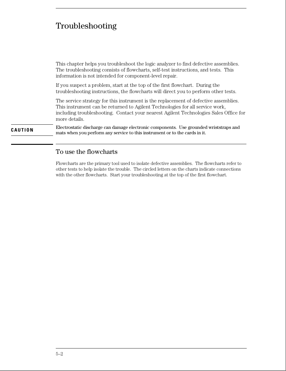 Troubleshooting, To use the flowcharts | Agilent Technologies 01664-97005 User Manual | Page 90 / 164