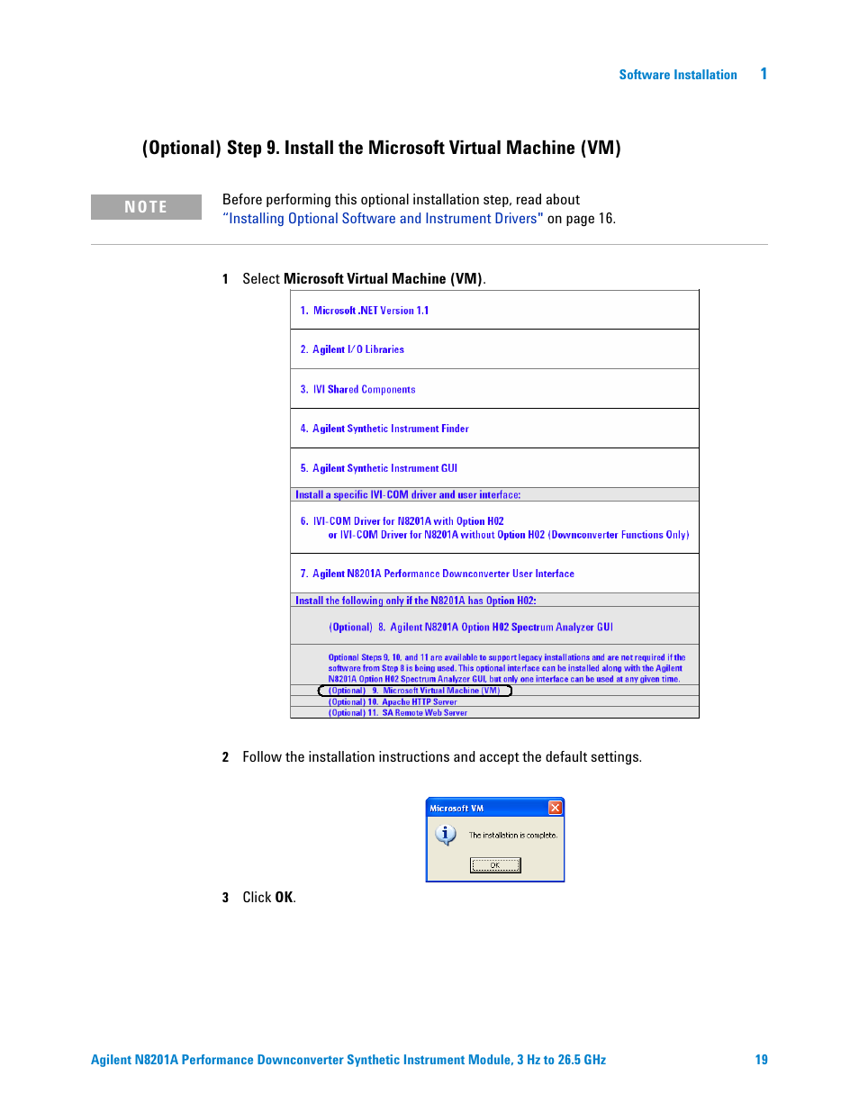 Optional) step 9. install the microsoft virtual, Machine (vm) | Agilent Technologies N8201A User Manual | Page 23 / 122