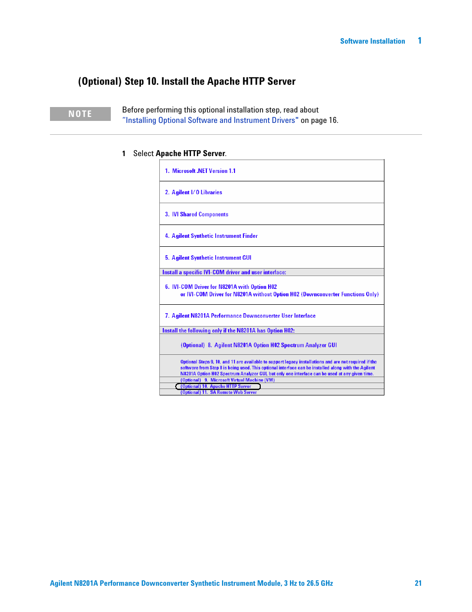 Optional) step 10. install the apache http server | Agilent Technologies N8201A User Manual | Page 25 / 122