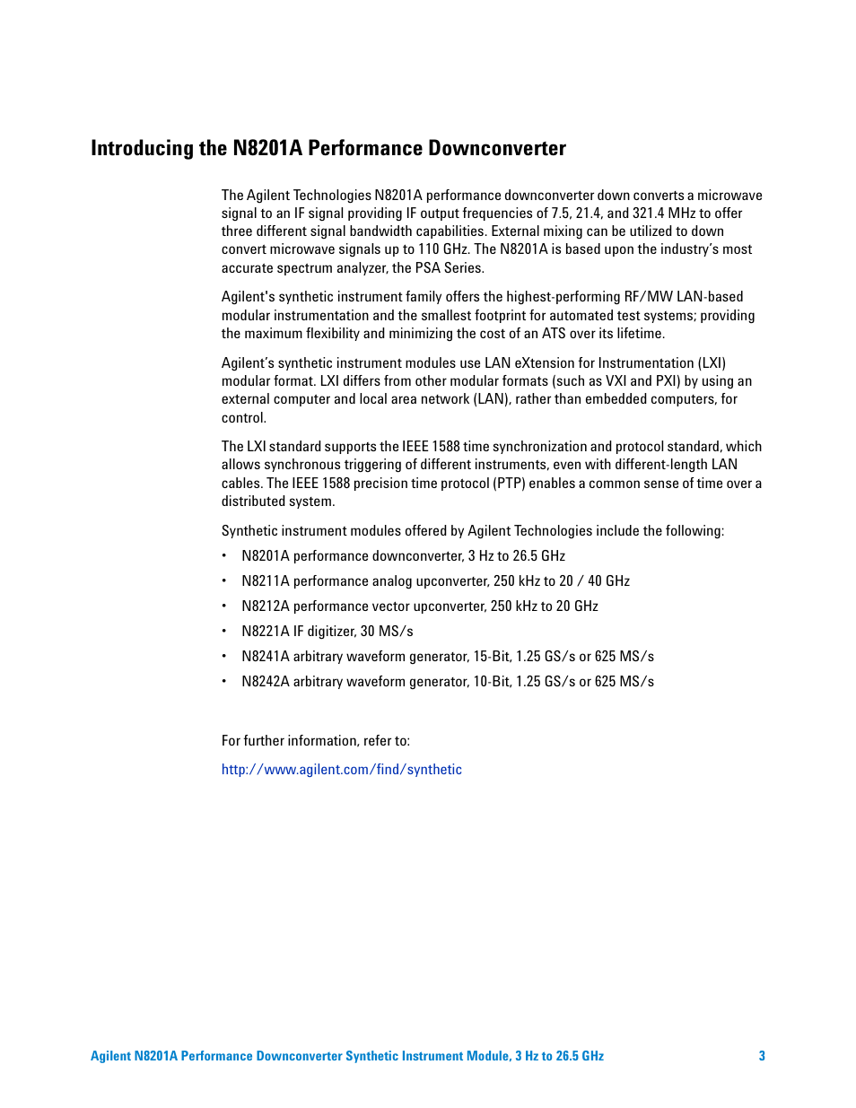 Introducing the n8201a performance downconverter | Agilent Technologies N8201A User Manual | Page 3 / 122