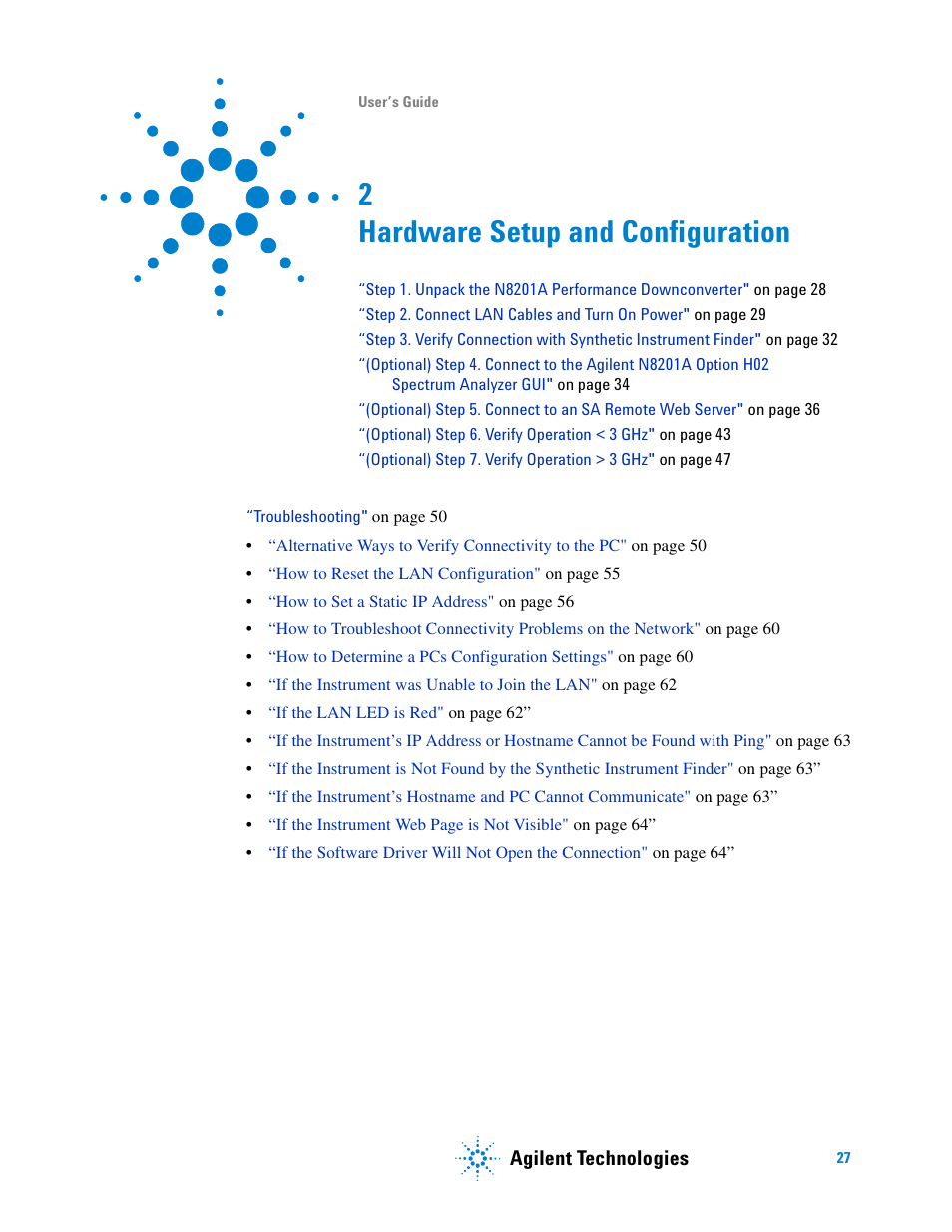 Hardware setup and configuration, 2 hardware setup and configuration | Agilent Technologies N8201A User Manual | Page 31 / 122