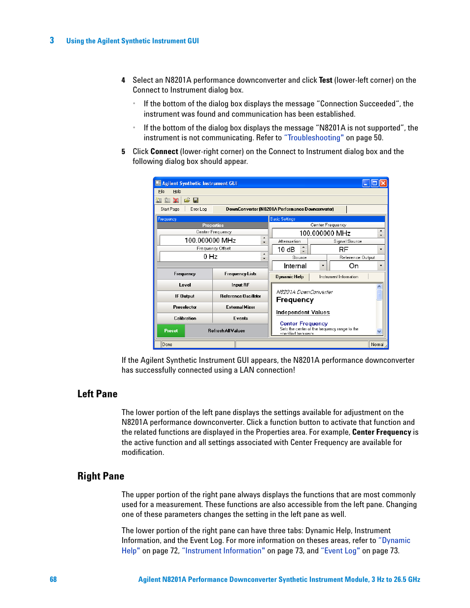 Left pane, Right pane | Agilent Technologies N8201A User Manual | Page 72 / 122