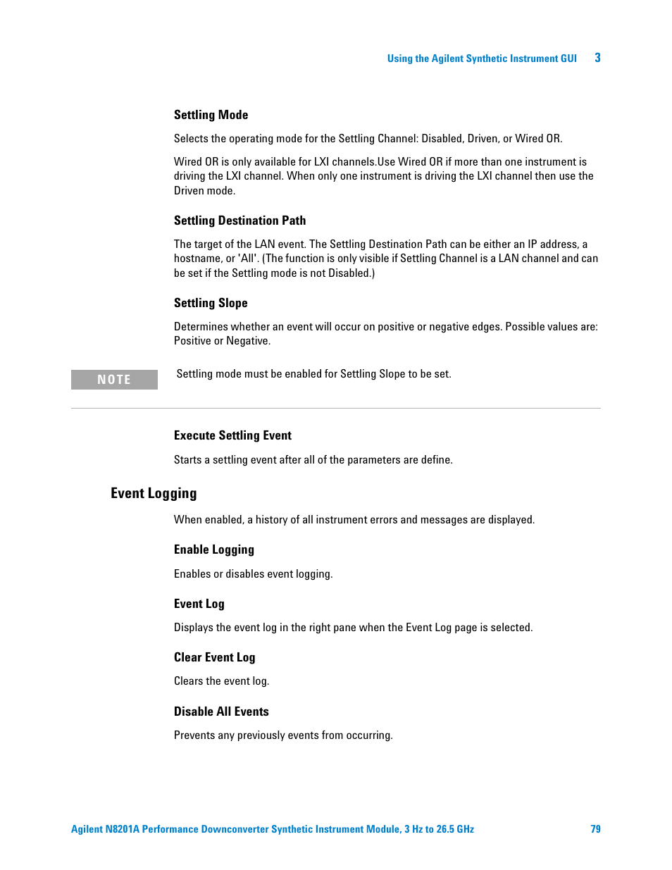 Event logging | Agilent Technologies N8201A User Manual | Page 83 / 122