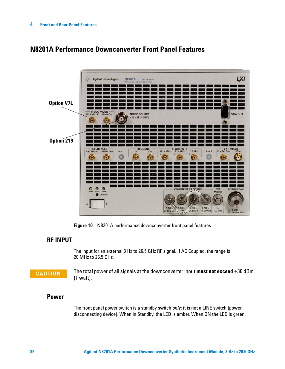 Rf input, Power | Agilent Technologies N8201A User Manual | Page 86 / 122