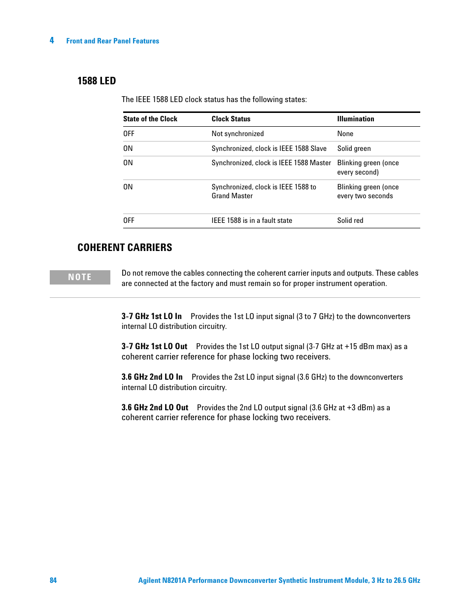1588 led, Coherent carriers | Agilent Technologies N8201A User Manual | Page 88 / 122