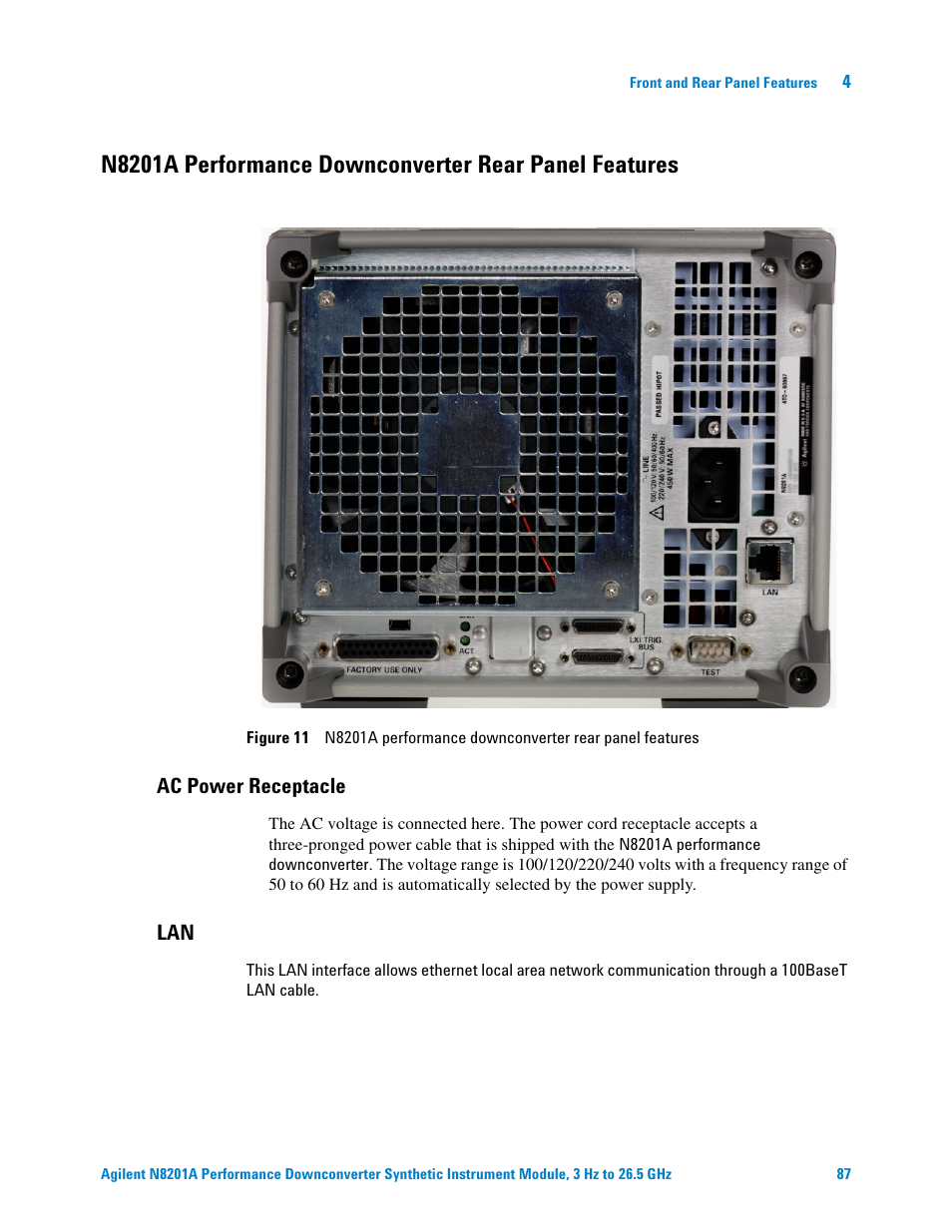 Ac power receptacle | Agilent Technologies N8201A User Manual | Page 91 / 122