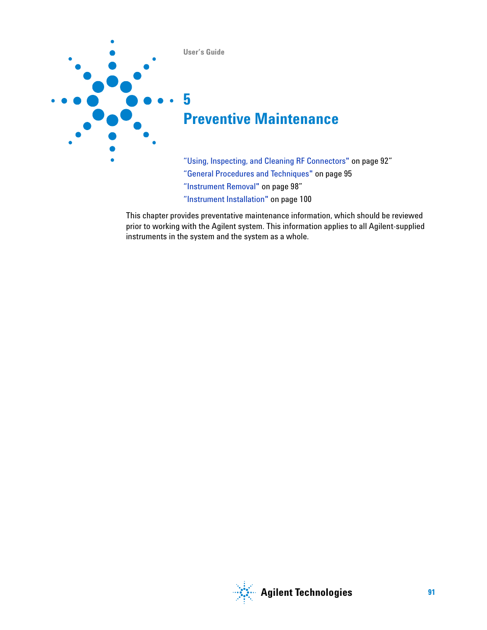 Preventive maintenance, 5 preventive maintenance | Agilent Technologies N8201A User Manual | Page 95 / 122