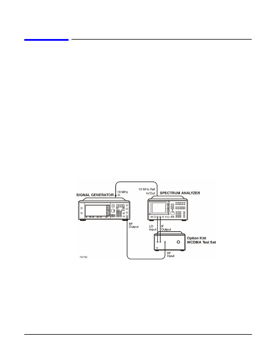 Wcdma adjacent channel power (option400), Recommended equipment, Equipment setup | Wcdma adjacent channel power (option 400) -34, Recommended equipment -34, Equipment setup -34, Wcdma adjacent channel power (option 400) | Agilent Technologies E4438C User Manual | Page 82 / 140