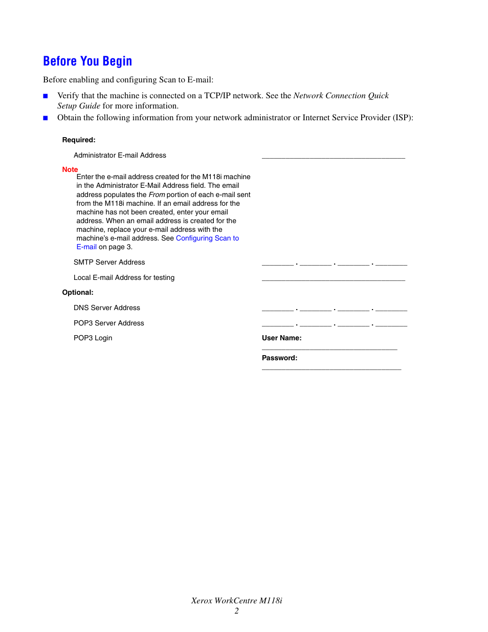 Before you begin | Xerox Work Centre M118i User Manual | Page 2 / 5