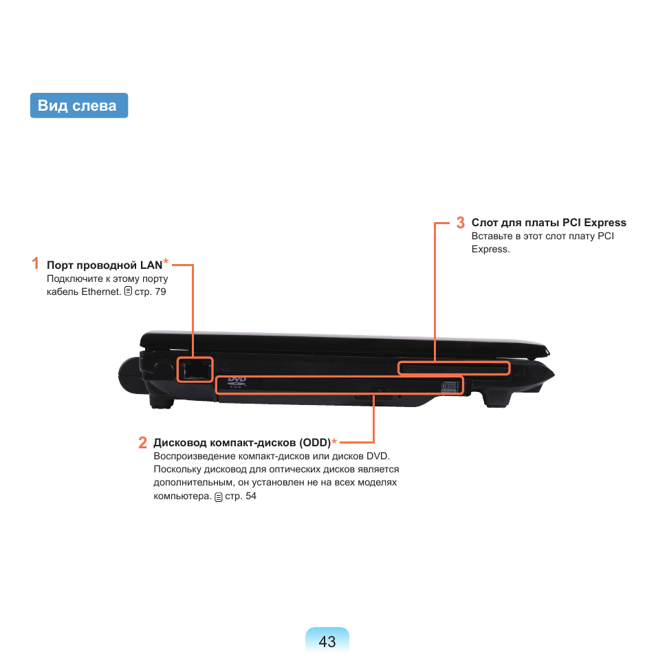 Вид слева | Samsung NP-Q45C User Manual | Page 44 / 197