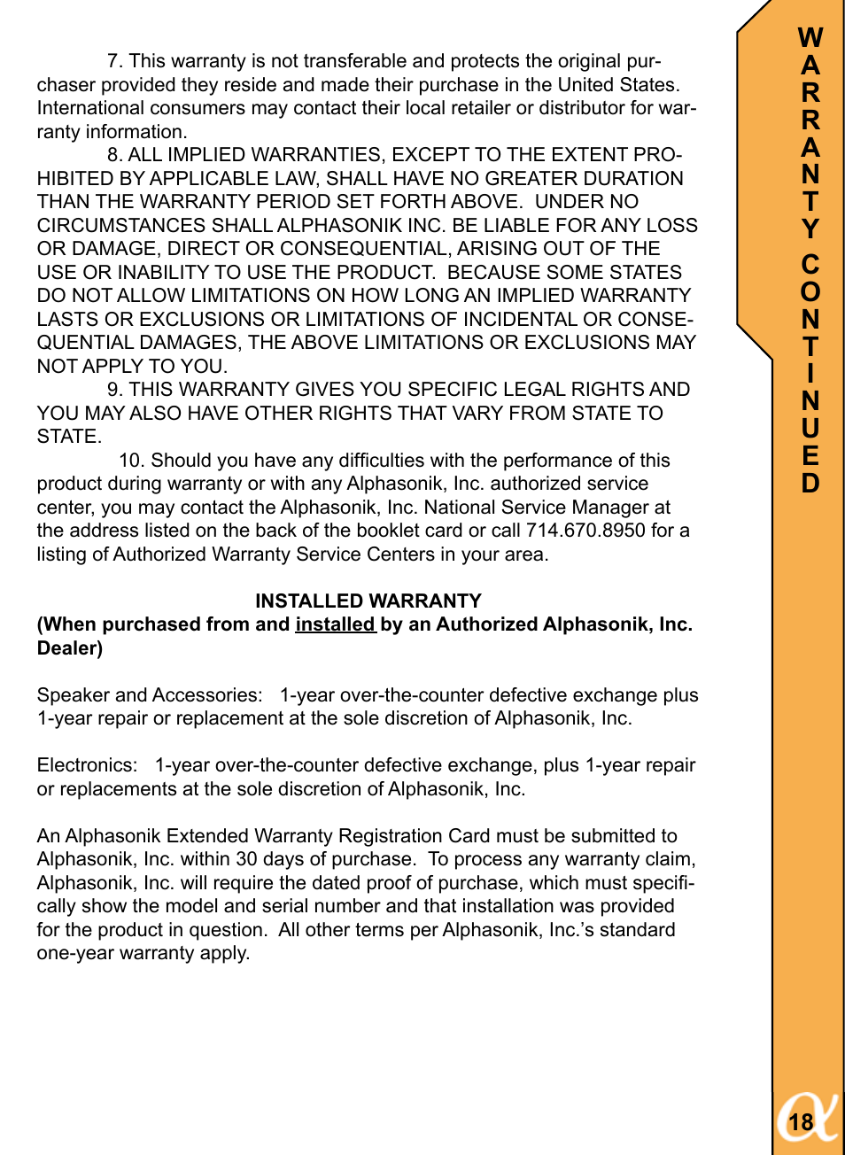 Alphasonik ALPHA 800 PSW815E User Manual | Page 19 / 20