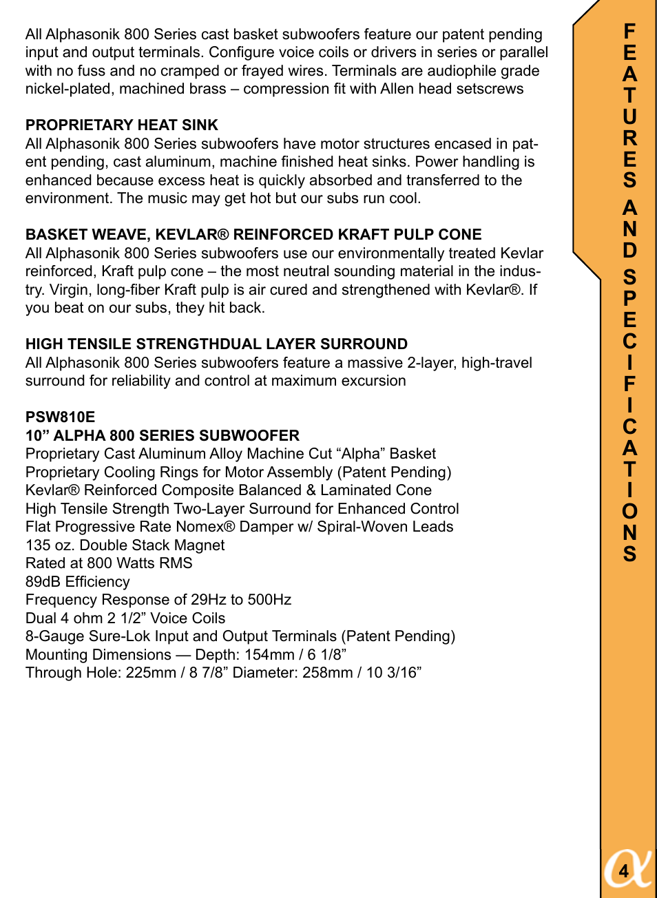 Alphasonik ALPHA 800 PSW815E User Manual | Page 5 / 20