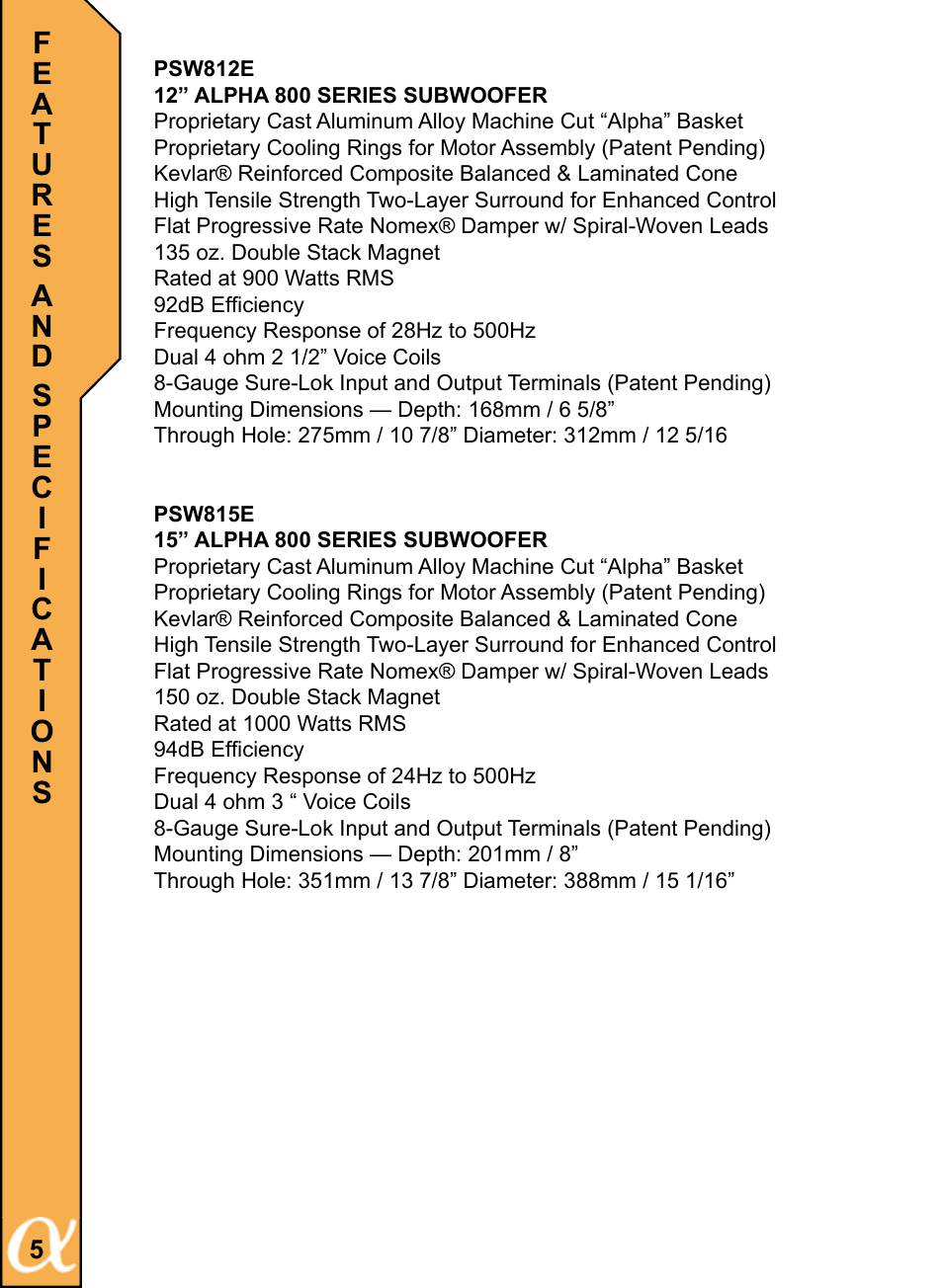 Alphasonik ALPHA 800 PSW815E User Manual | Page 6 / 20
