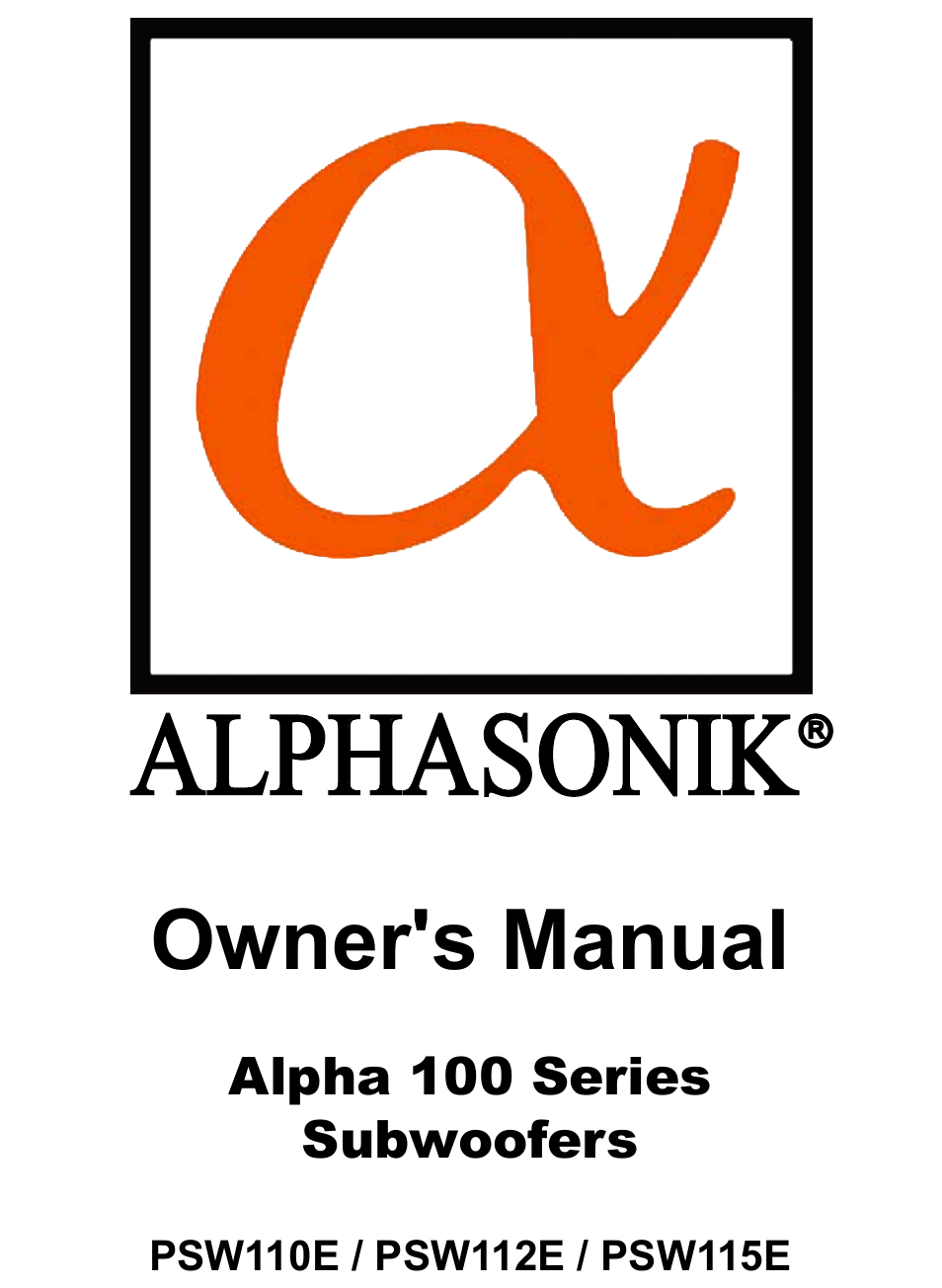 Alphasonik ALPHA 100 PSW112E User Manual | 20 pages