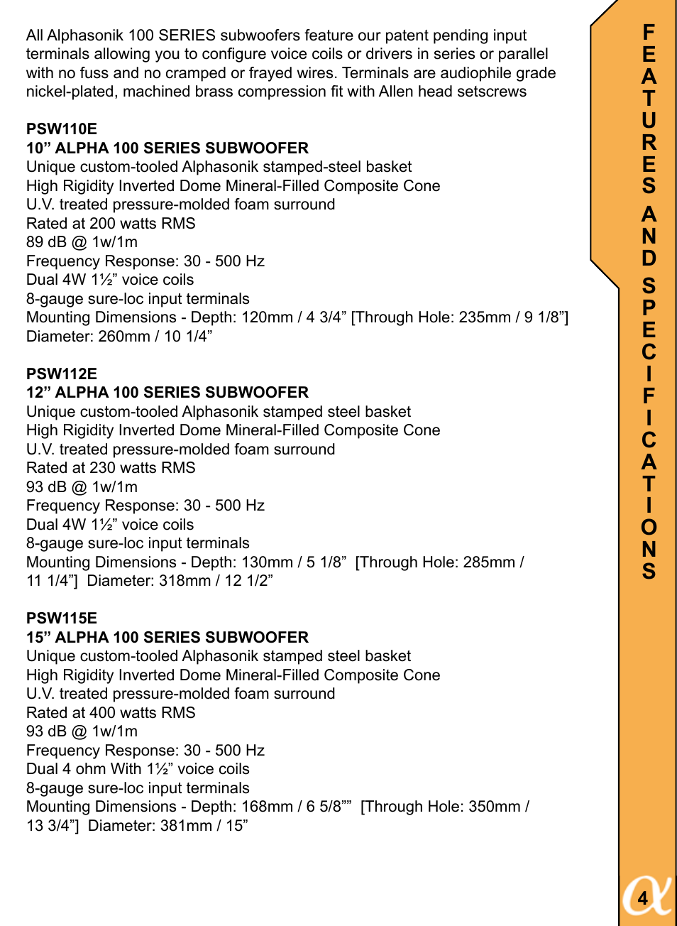 Alphasonik ALPHA 100 PSW112E User Manual | Page 5 / 20