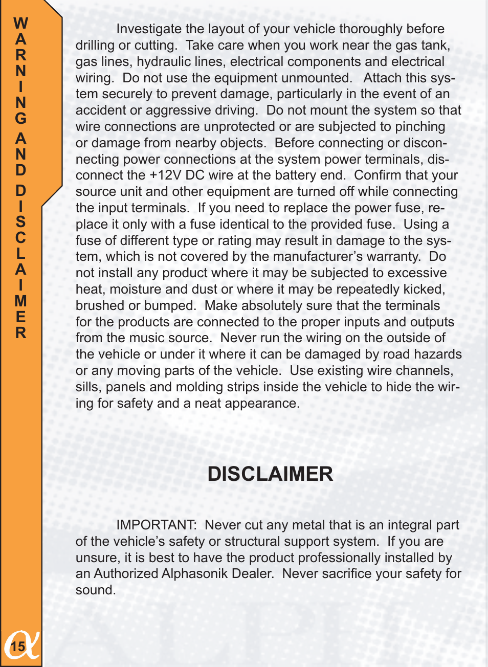Disclaimer | Alphasonik PTZ25TE User Manual | Page 16 / 20