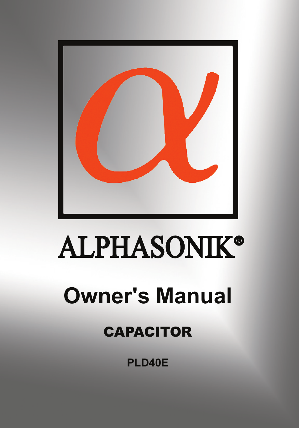 Alphasonik CAPACITOR PLD40E User Manual | 8 pages