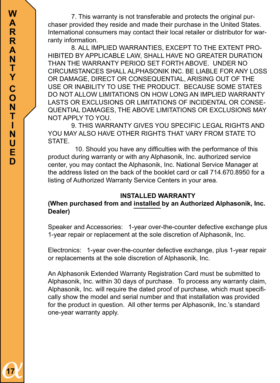 Alphasonik ALPHA 400 PSW410E User Manual | Page 18 / 20