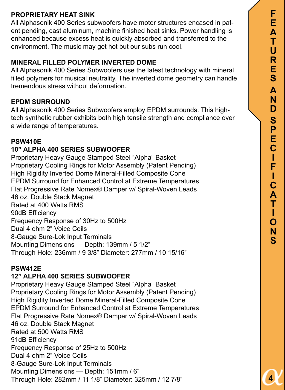 Alphasonik ALPHA 400 PSW410E User Manual | Page 5 / 20