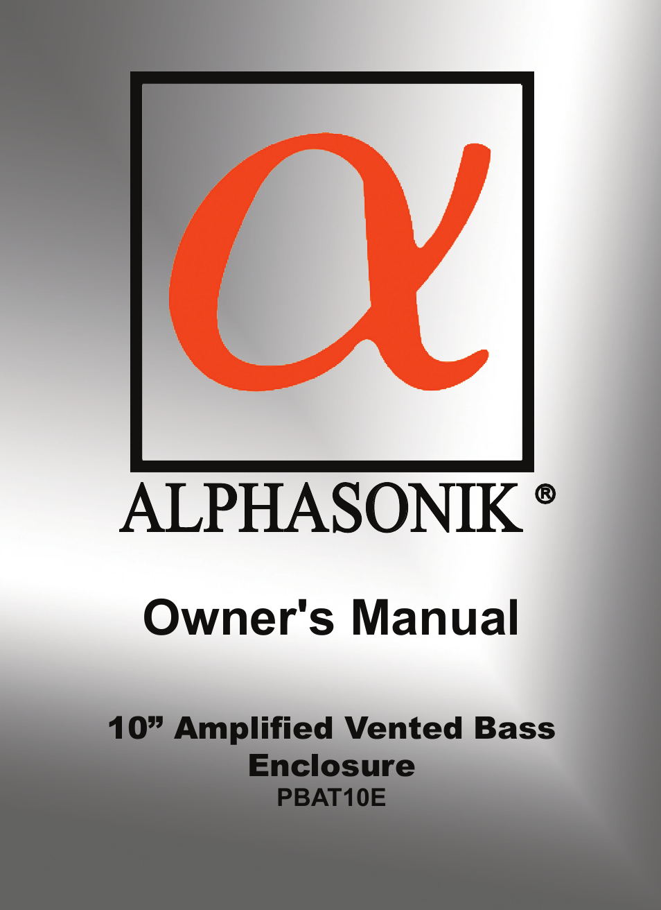 Alphasonik PBAT10E User Manual | 16 pages