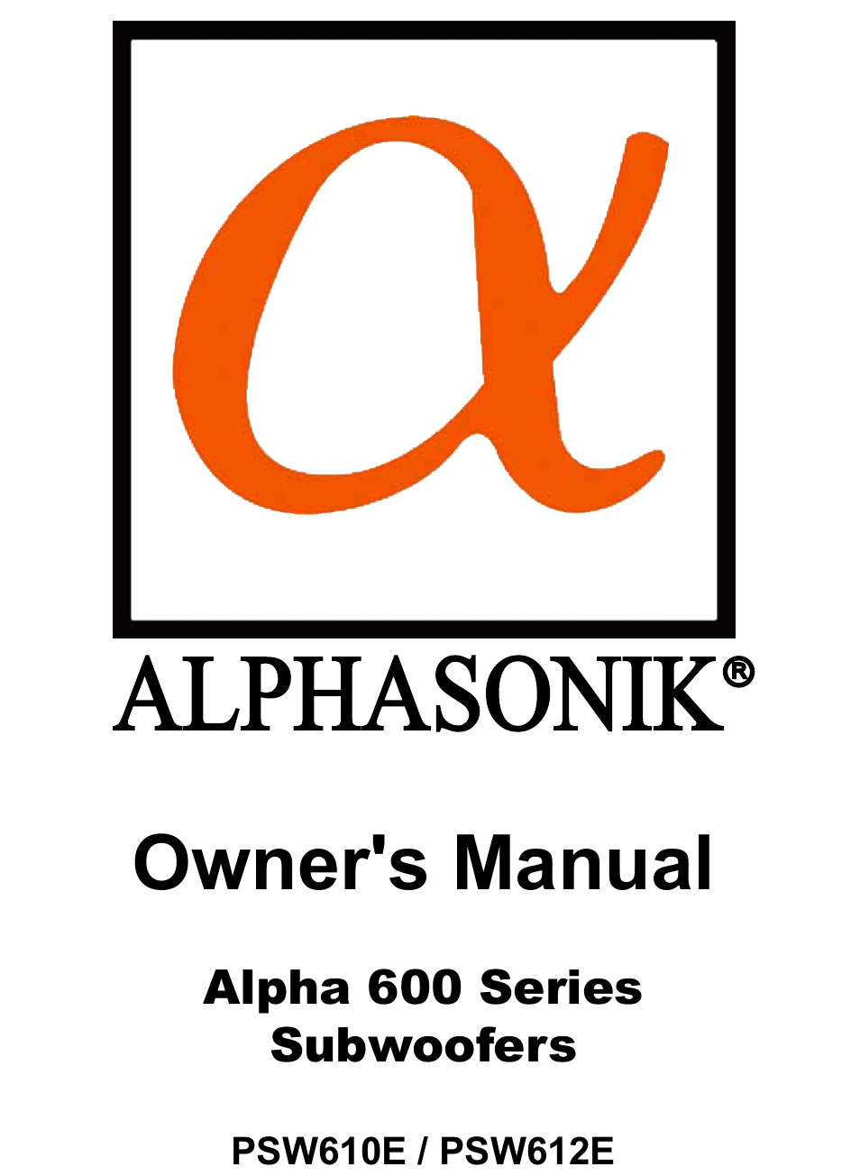 Alphasonik ALPHA PSW610E User Manual | 20 pages