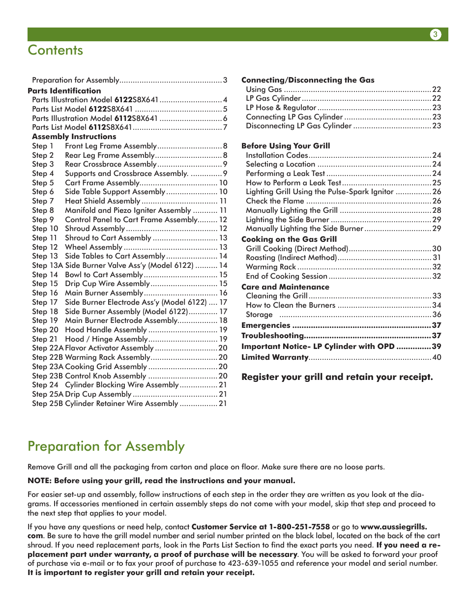 Aussie VANTAGE 6122S8X641 User Manual | Page 3 / 40