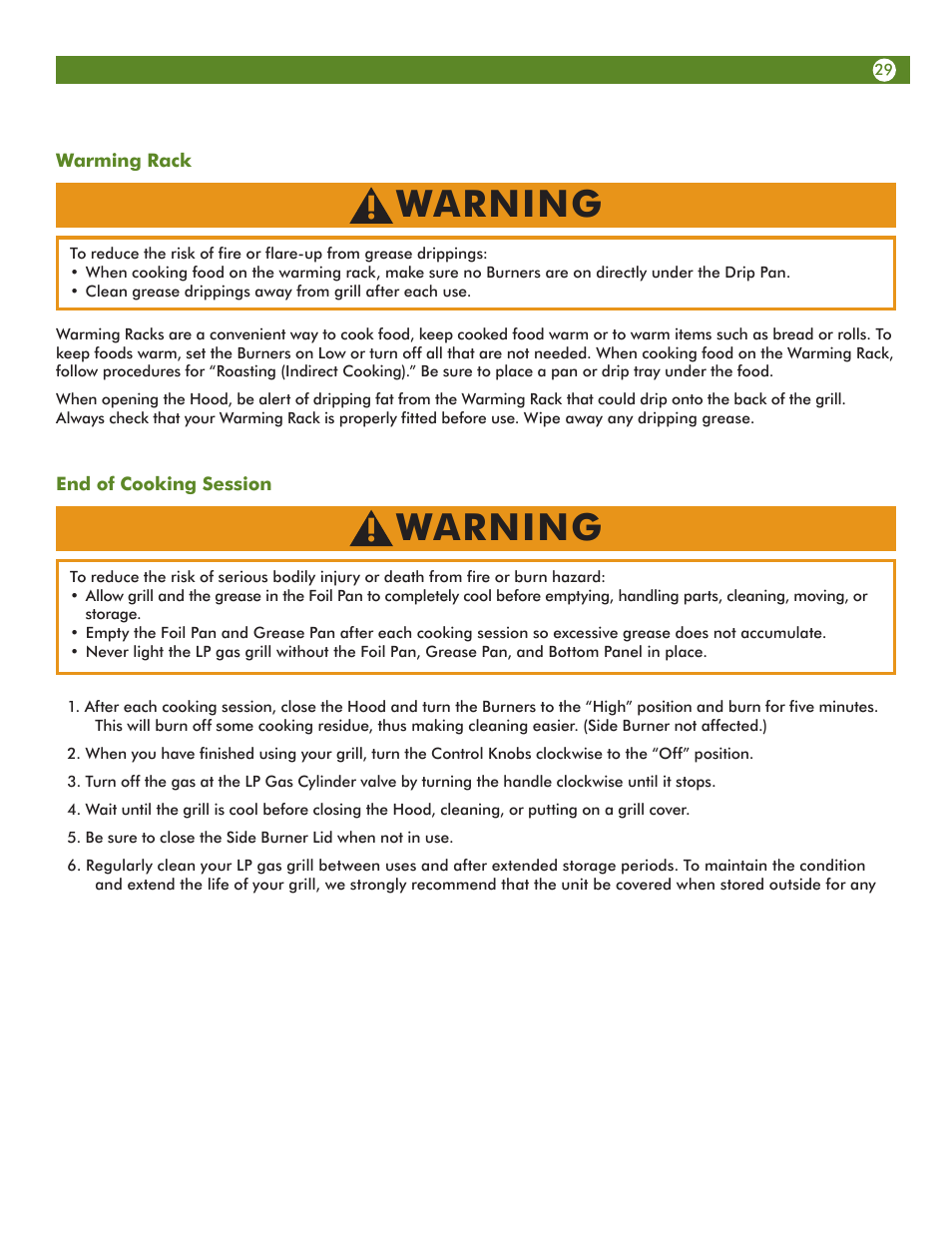 Warning | Aussie VANTAGE 6804 User Manual | Page 29 / 40