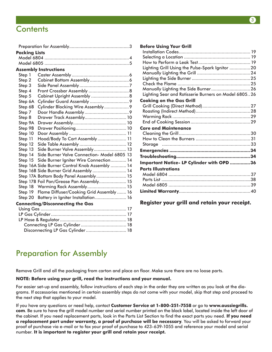 Aussie VANTAGE 6804 User Manual | Page 3 / 40