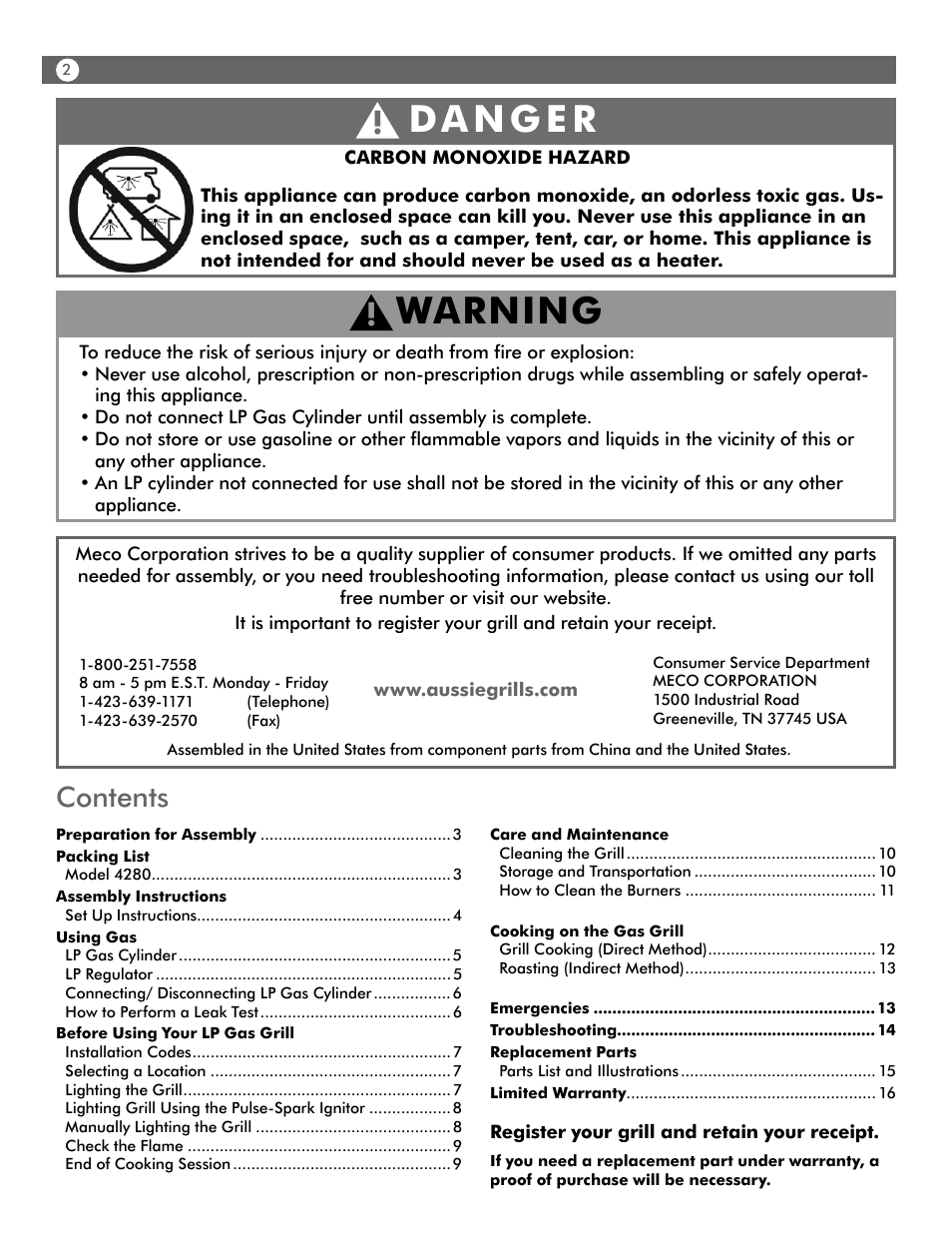 Aussie WALK-A-BOUT 4280 User Manual | Page 2 / 16