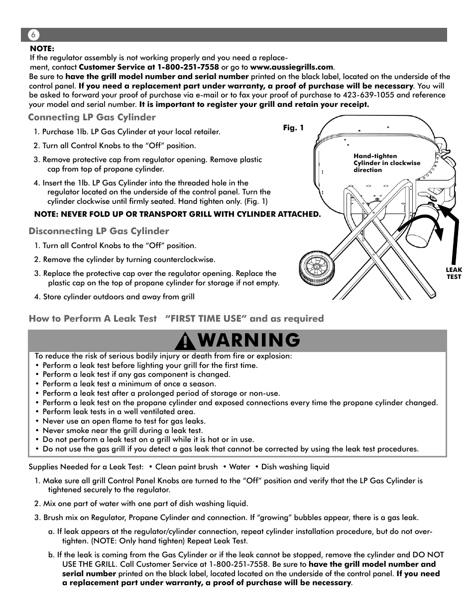Warning | Aussie WALK-A-BOUT 4280 User Manual | Page 6 / 16