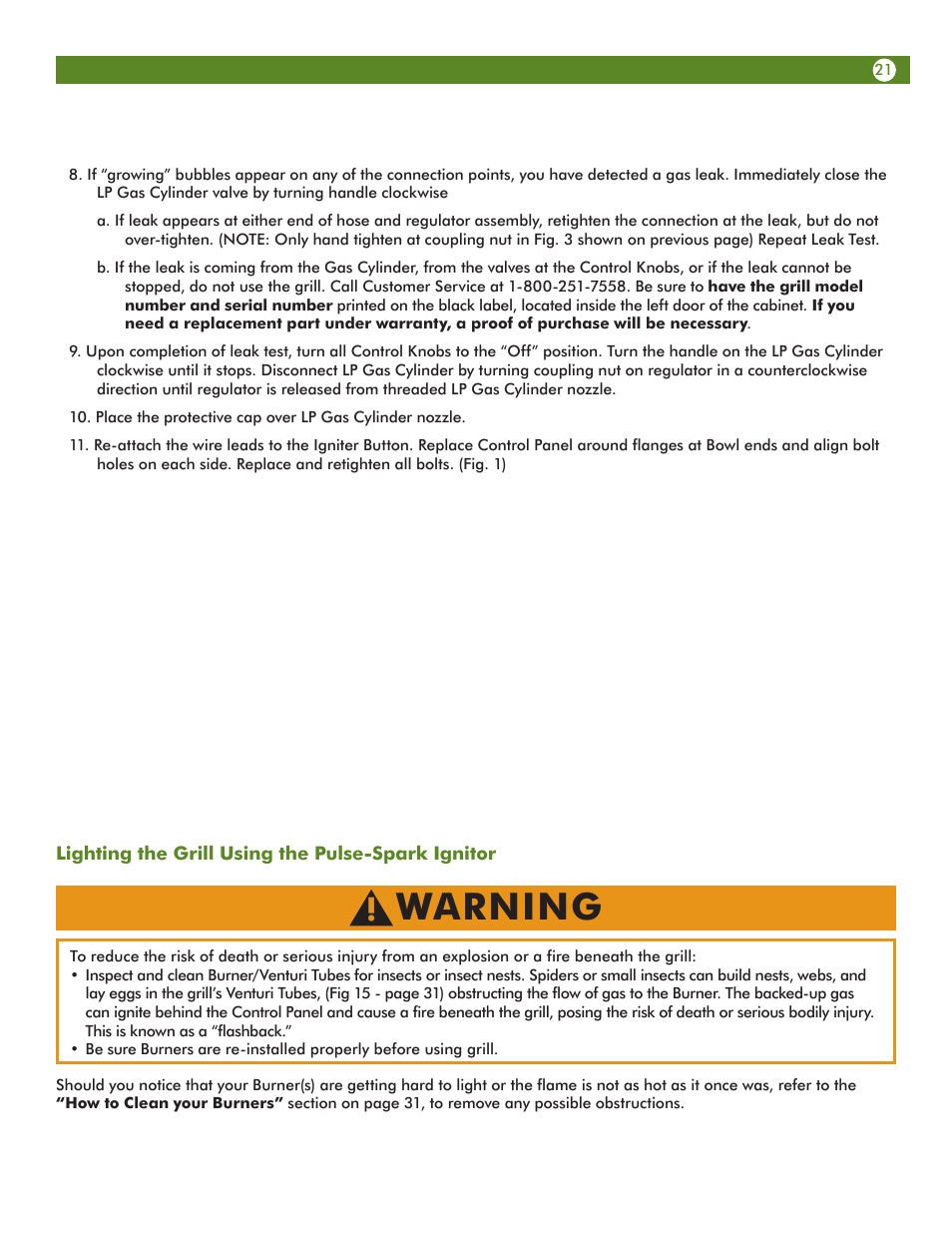 Warning | Aussie 68R5A9SSS1 User Manual | Page 21 / 40