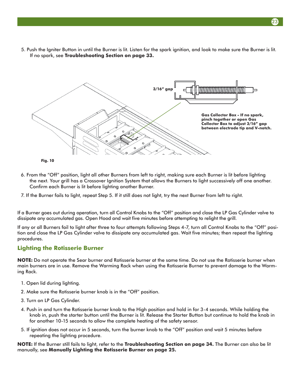 Lighting the rotisserie burner model 6805 | Aussie 68R5A9SSS1 User Manual | Page 23 / 40