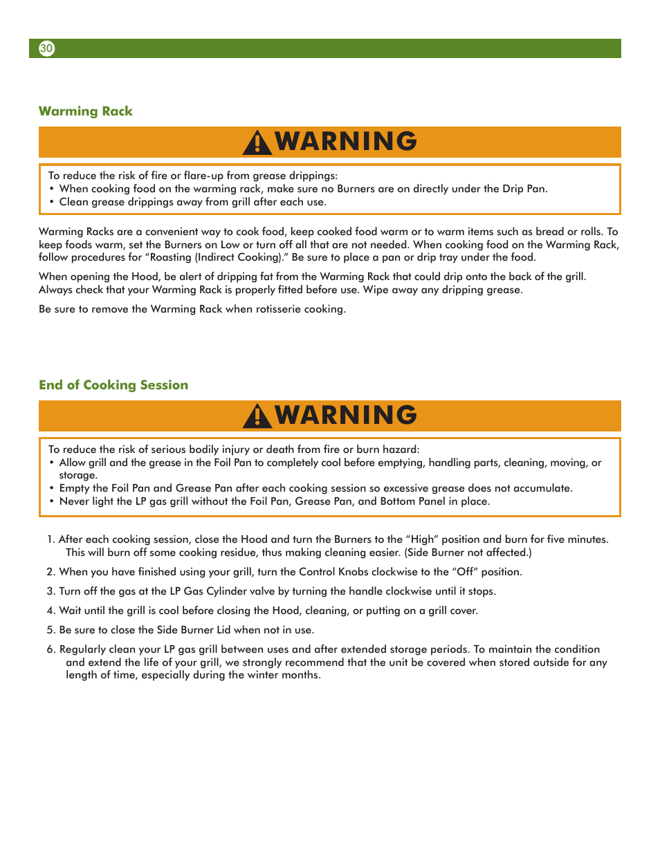 Warning | Aussie 68R5A9SSS1 User Manual | Page 30 / 40