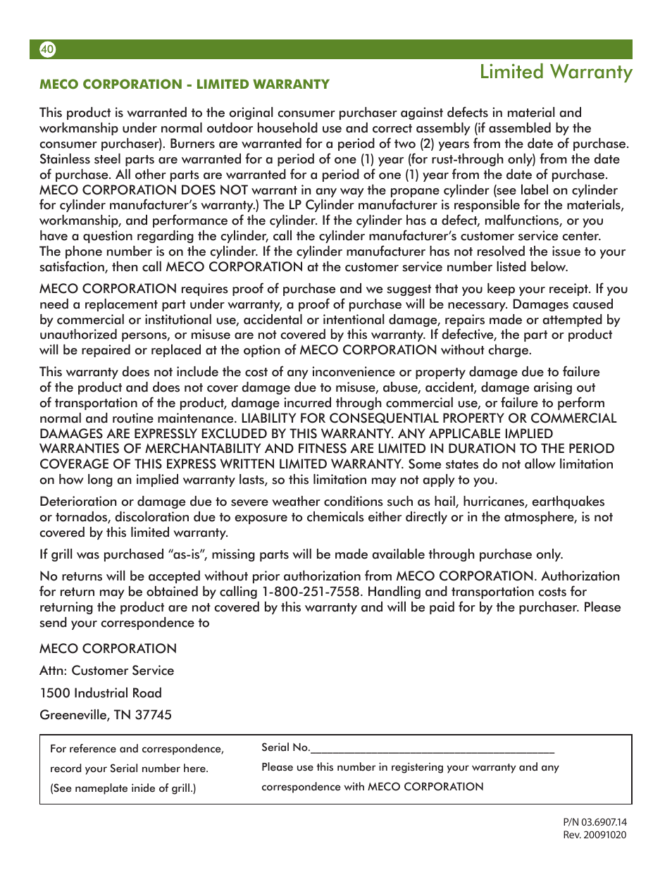 Limited warranty | Aussie 68R5A9SSS1 User Manual | Page 40 / 40