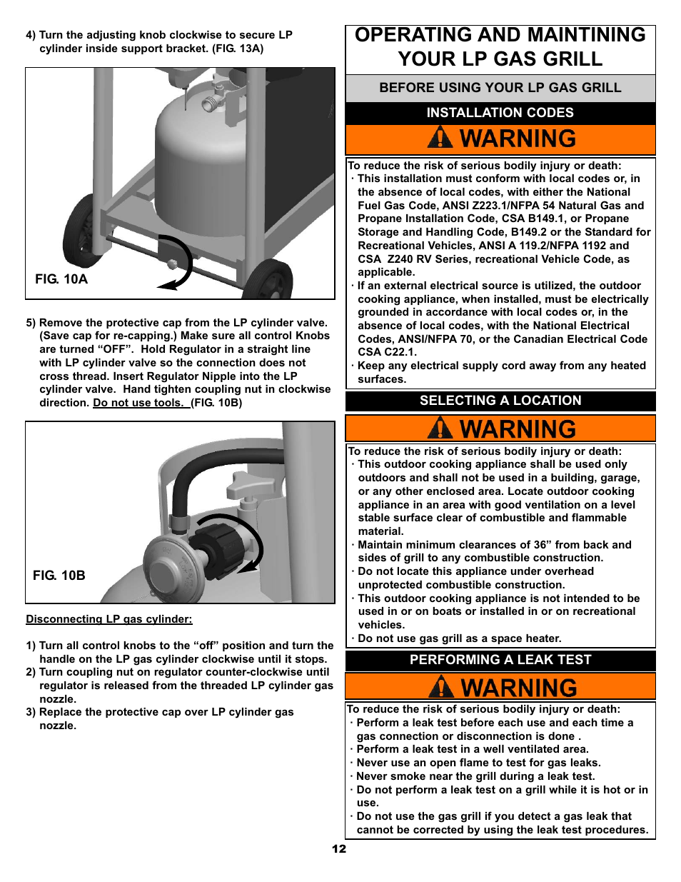Operating and maintining your lp gas grill | Aussie BONZA 3 ELITE User Manual | Page 12 / 25